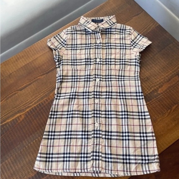 Dress button down 8T Burberry short sleeves beige - Picture 1 of 2